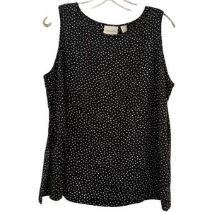Chicos Sleeveless Tank Top Size Medium (1) 8/10 Black White Polkadot Shirt